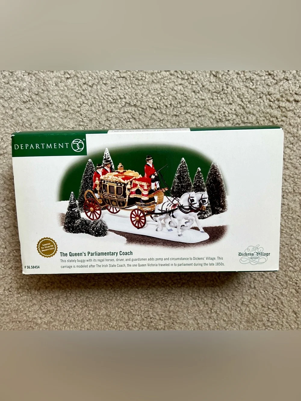 DEPT 56 Limited Edition Queen's Parliamentary Coach 58454 NIB Mint Condition